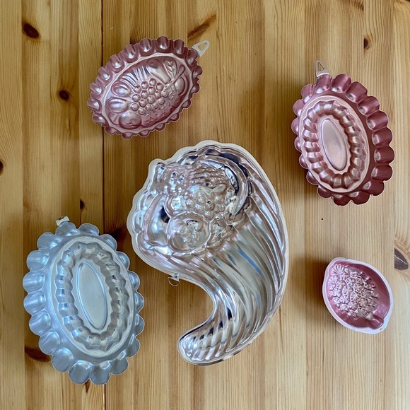 Set of Silver & Copper Vintage Jello Cake Molds/Moulds - Picture 2 of 4